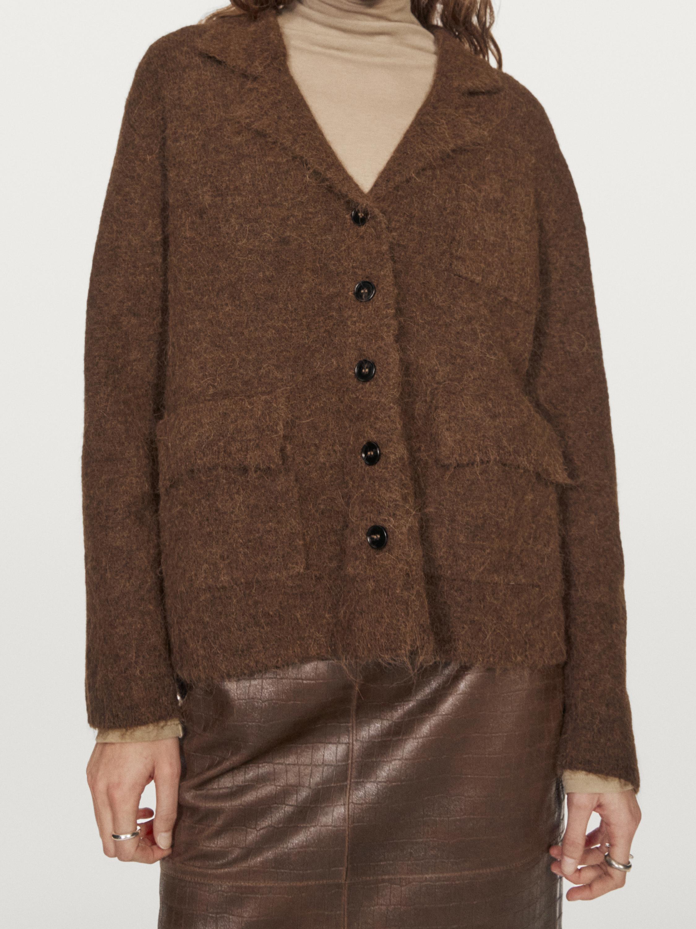 Alpaca blend knit cardigan with pockets